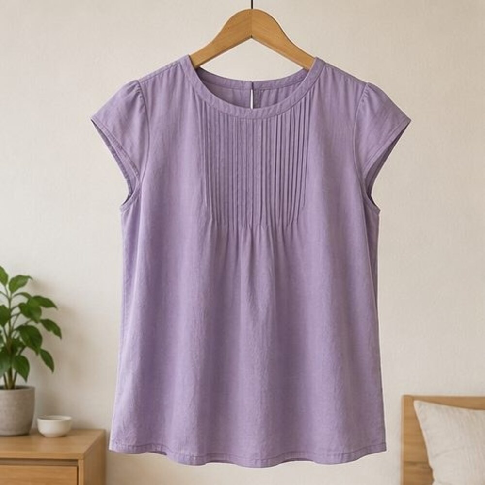 Lavender Pintuck Yoke Blouse